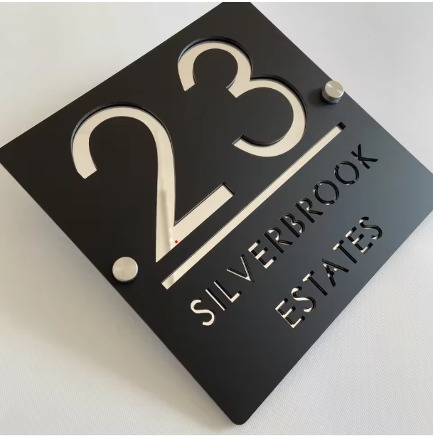 CUSTOM SQUARE MATT HOUSE SIGN NUMBER STREET SIGN ACRYLIC ADDRESS DOOR WALL PLAQUE