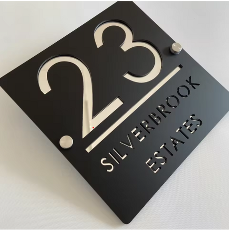 CUSTOM SQUARE MATT HOUSE SIGN NUMBER STREET SIGN ACRYLIC ADDRESS DOOR WALL PLAQUE