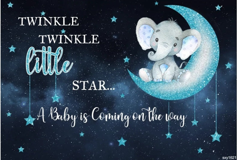 TWINKLE LITTLE STAR ELEPHANT BABY SHOWER PARTY BANNER BACKDROP DECORATION