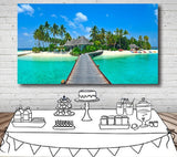 BEACH TROPICAL ISLAND PERSONALISED BIRTHDAY PARTY BANNER  BACKDROP DECORATION