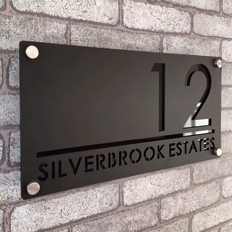 Custom Black on Black Acrylic House Sign | Address & Door Plaque