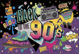 90'S THEME DISCO TAPE DECK SKATER COMICS PERSONALISED BIRTHDAY PARTY SUPPLIES BANNER BACKDROP DECORATION