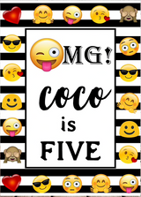 EMOJI SMILEY LOL PERSONALISED BIRTHDAY PARTY BANNER BACKDROP DECORATION