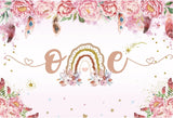 BOHEMIAN FLOWERS RAINBOW STARS PERSONALISED FIRST BIRTHDAY PARTY BANNER BACKDROP
