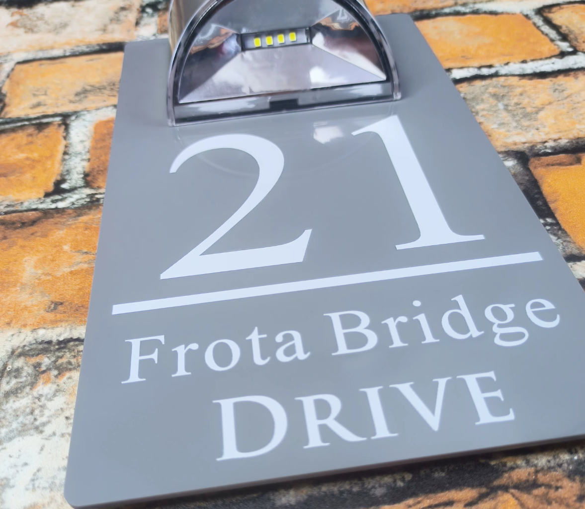 Custom Gray Solar LED House Sign | Personalised Illuminated Address Plaque