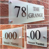 CUSTOM FROSTED GLASS EFFECT ACRYLIC PREMIUM HOUSE DOOR SIGN NUMBER MODERN ADDRESS PLAQUE