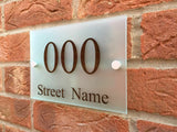 CUSTOM FROSTED GLASS EFFECT ACRYLIC PREMIUM HOUSE DOOR SIGN NUMBER MODERN ADDRESS PLAQUE