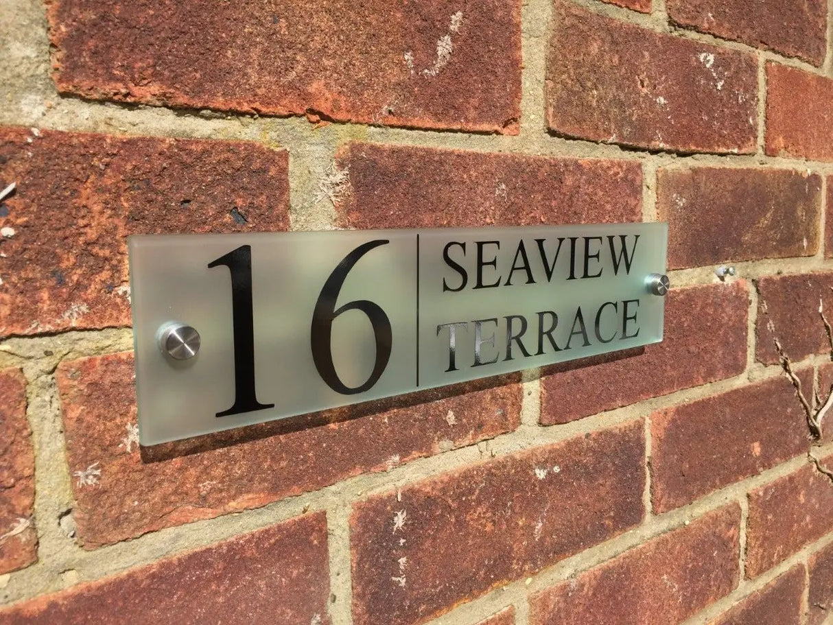 CUSTOM FROSTED GLASS EFFECT ACRYLIC PREMIUM HOUSE DOOR SIGN NUMBER MODERN ADDRESS PLAQUE