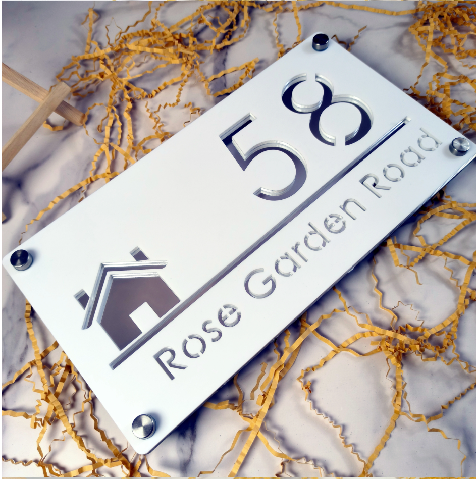 OUTDOOR GATE HOUSE SIGN LASER CUT CUSTOM ACRYLIC STREET ADDRESS SIGN