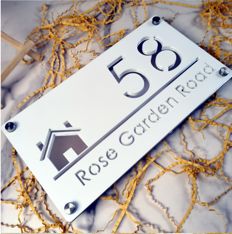 OUTDOOR GATE HOUSE SIGN LASER CUT CUSTOM ACRYLIC STREET ADDRESS SIGN