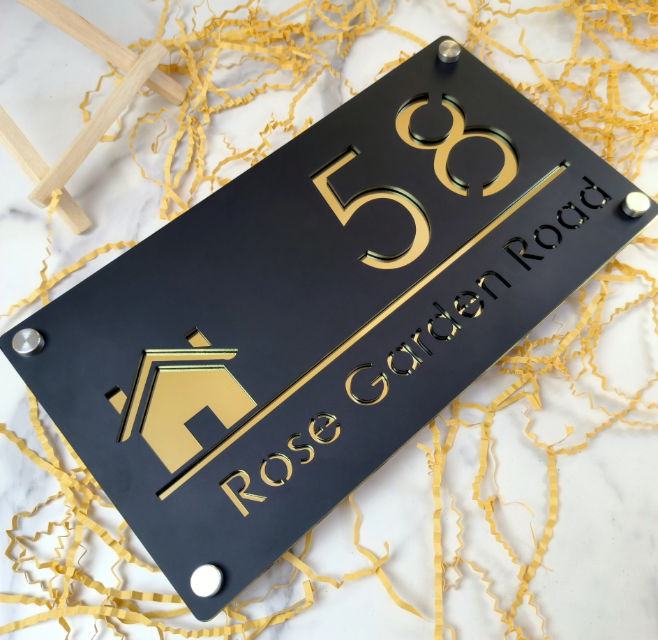 OUTDOOR GATE HOUSE SIGN LASER CUT CUSTOM ACRYLIC STREET ADDRESS SIGN