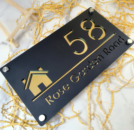 OUTDOOR GATE HOUSE SIGN LASER CUT CUSTOM ACRYLIC STREET ADDRESS SIGN