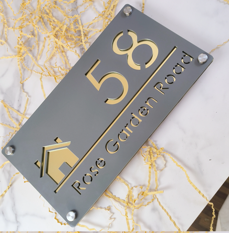 OUTDOOR GATE HOUSE SIGN LASER CUT CUSTOM ACRYLIC STREET ADDRESS SIGN