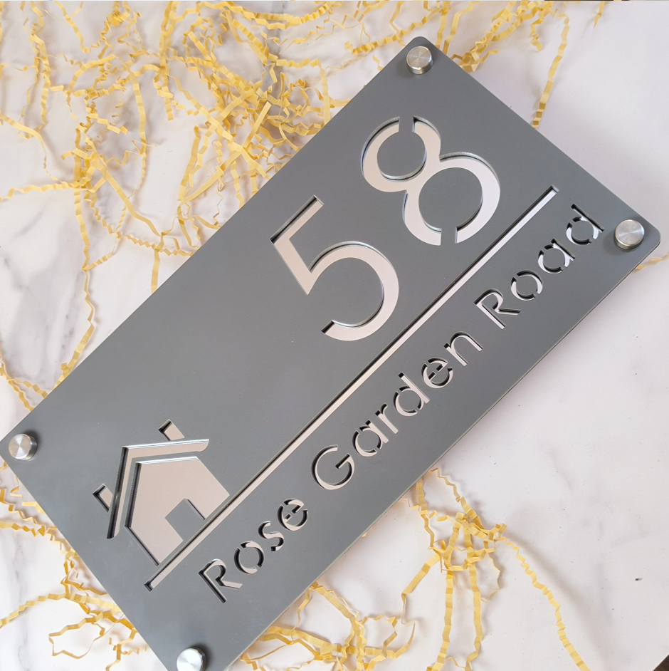 OUTDOOR GATE HOUSE SIGN LASER CUT CUSTOM ACRYLIC STREET ADDRESS SIGN