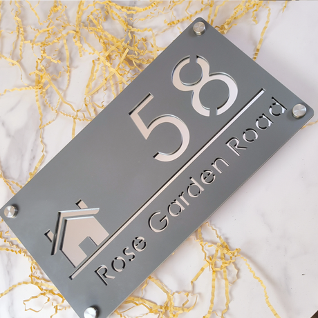 OUTDOOR GATE HOUSE SIGN LASER CUT CUSTOM ACRYLIC STREET ADDRESS SIGN
