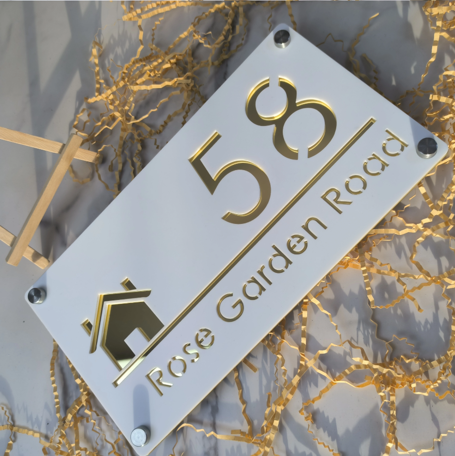 OUTDOOR GATE HOUSE SIGN LASER CUT CUSTOM ACRYLIC STREET ADDRESS SIGN
