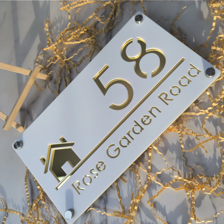 OUTDOOR GATE HOUSE SIGN LASER CUT CUSTOM ACRYLIC STREET ADDRESS SIGN