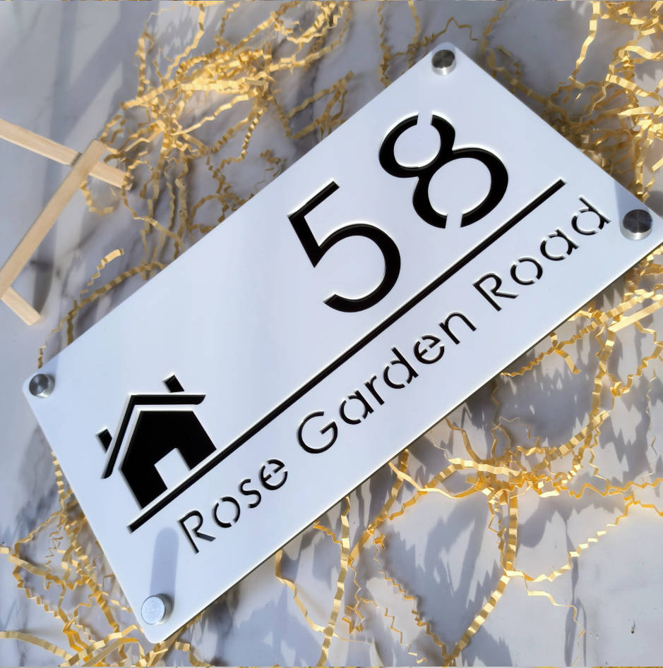 OUTDOOR GATE HOUSE SIGN LASER CUT CUSTOM ACRYLIC STREET ADDRESS SIGN