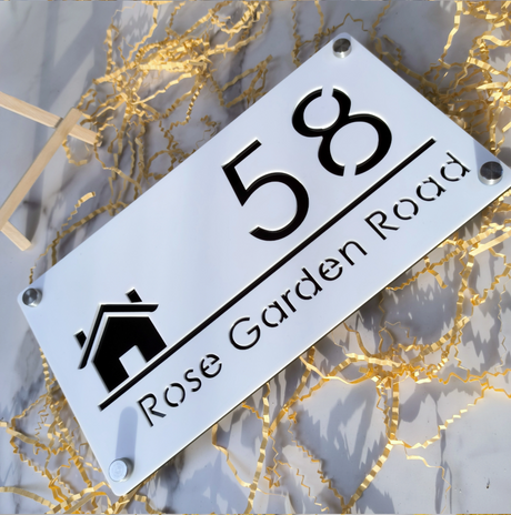 OUTDOOR GATE HOUSE SIGN LASER CUT CUSTOM ACRYLIC STREET ADDRESS SIGN