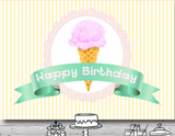 ICE CREAM GIRL YELLOW PINK YELLOW PERSONALISED BIRTHDAY PARTY BANNER BACKDROP