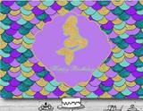 MERMAID PURPLE GOLD PERSONALISED BIRTHDAY PARTY BANNER BACKDROP DECORATION