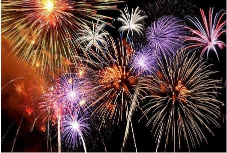 NEW YEARS FIREWORKS PERSONALISED PARTY BANNER BACKDROP DECORATION