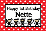 NINJA KARATE BLACK RED PERSONALISED BIRTHDAY PARTY  BANNER BACKDROP DECORATION