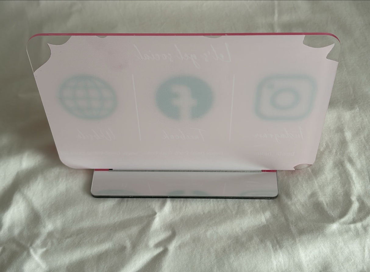 BUSINESS MULTI SOCIAL MEDIA SIGN BOARD PLAQUE RECTANGLE PINK SILVER