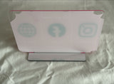BUSINESS MULTI SOCIAL MEDIA SIGN BOARD PLAQUE RECTANGLE PINK SILVER