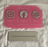 BUSINESS MULTI SOCIAL MEDIA SIGN BOARD PLAQUE RECTANGLE PINK SILVER