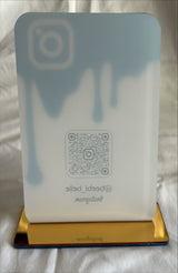 BUSINESS QR CODE SCANNING SIGN SOCIAL MEDIA BOARD PLAQUE RECTANGLE WHITE GOLD SILVE