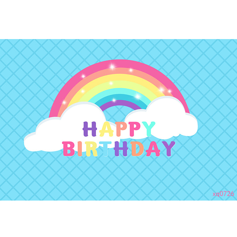 RAINBOW COLOURFUL CLOUDS PERSONALISED BIRTHDAY PARTY BANNER BACKDROP DECORATION