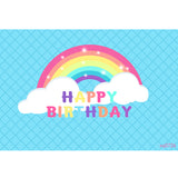 RAINBOW COLOURFUL CLOUDS PERSONALISED BIRTHDAY PARTY BANNER BACKDROP DECORATION