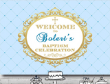 BAPTISM CHRISTENING COMMUNION RELIGIOUS BLUE PARTY BANNER BACKDROP DECORATION