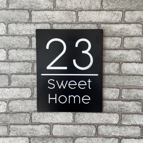 CUSTOM BRUSHED ALUMINIUM VERTICAL HOUSE SIGN NUMBER STREET SIGN ADDRESS DOOR WALL PLAQUE