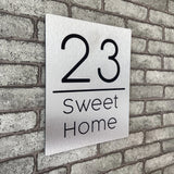 CUSTOM BRUSHED ALUMINIUM VERTICAL HOUSE SIGN NUMBER STREET SIGN ADDRESS DOOR WALL PLAQUE