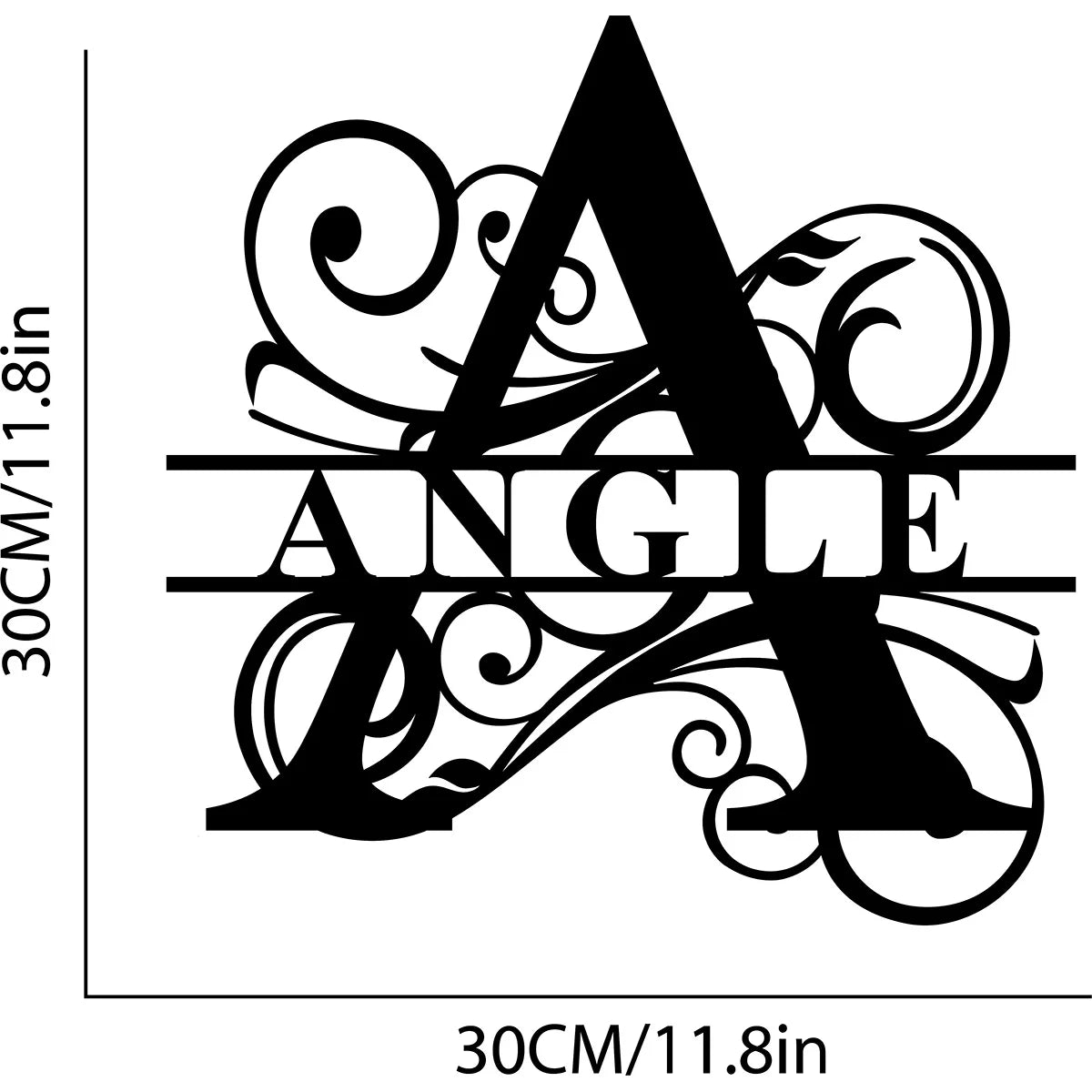 CUSTOM HOUSE SIGN BLACK METAL LETTER NAME MONOGRAME LETTER NAME PLAQUE 30CM