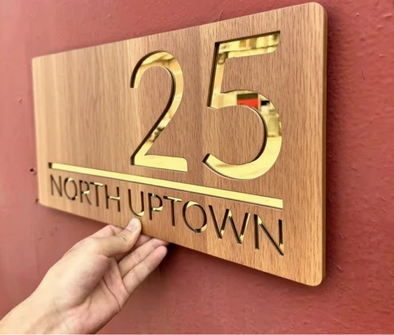 WOOD WOODEN OUTDOOR HOUSE SIGN NUMBER STREET HOUSE ADDRESS WALL MAIL BOX LETTER BOX PLAQUE