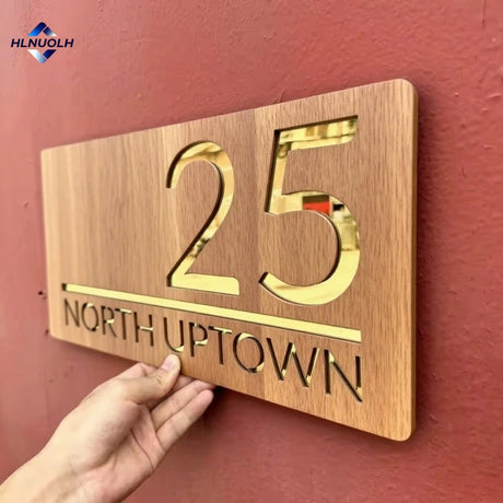 WOOD WOODEN OUTDOOR HOUSE SIGN NUMBER STREET HOUSE ADDRESS WALL MAIL BOX LETTER BOX PLAQUE