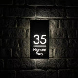 Custom LED House Number Sign | Black Stainless Steel Backlit Plaque