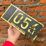 LED SOLAR CUSTOM HOUSE SIGN NUMBER STREET ACRYLIC SILVER GOLD ROSE GOLD ADDRESS DOOR WALL PLAQUE