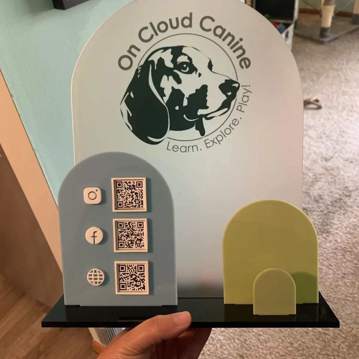 Custom Acrylic Multi QR Code Display Stand | Arched Design | 60 Colours