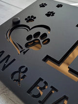CUSTOM MODERN ACRYLIC HOUSE NUMBER STREET ADDRESS SIGN PAWS HEART PET SIGN
