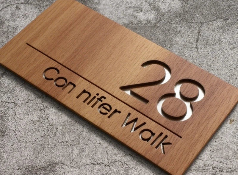 WOODEN WOOD OUTDOOR HOUSE SIGN NUMBER STREET HOUSE ADDRESS WALL MAIL BOX LETTER BOX PLAQUE