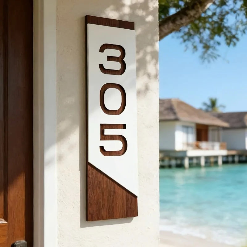 Custom Acrylic House Number Plaque | Black, White & Gold