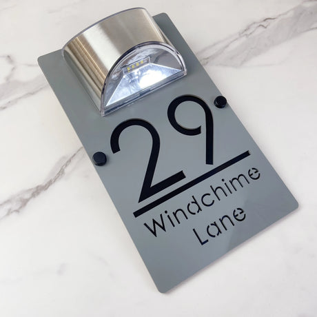 LED SOLAR POWERED OUTSIDE CUSTOM HOUSE SIGN LASER CUT NUMBER STREET HOUSE ADDRESS WALL SIGN