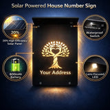 Custom Solar LED 3D Acrylic House Sign | Personalised Warm Light Address Plaque