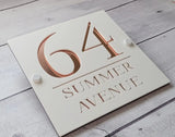 HOUSE SIGN ADDRESS CUSTOM SIGN LASER CUT ACRYLIC SILVER SCREWS NUMBER PLAQUE