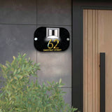 LED SOLAR OVAL BLACK GOLD CUSTOM HOUSE SIGN NUMBER STREET SIGN ACRYLIC ADDRESS DOOR WALL PLAQUE