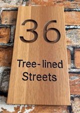 VERTICAL WOODEN WOOD LASER ENGRAVED OUTDOOR HOUSE SIGN NUMBER STREET HOUSE ADDRESS MAIL PLAQUE
